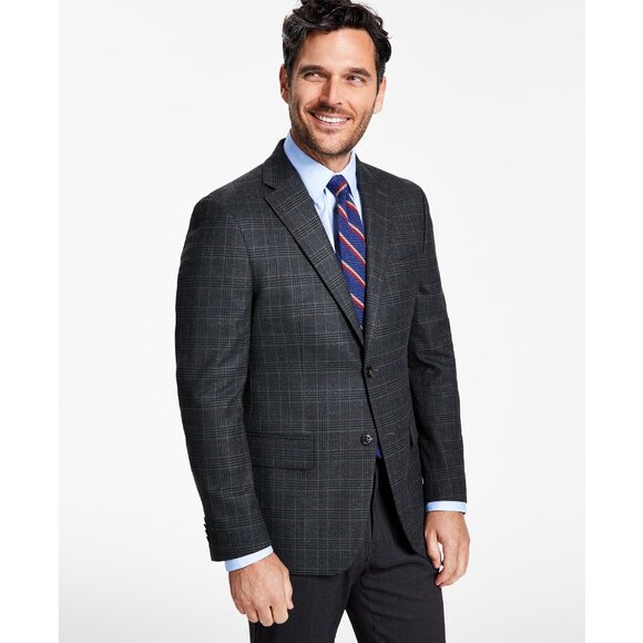 Tommy Hilfiger Men's Modern-Fit Plaid Sport Coat Oliver Brown B4HP